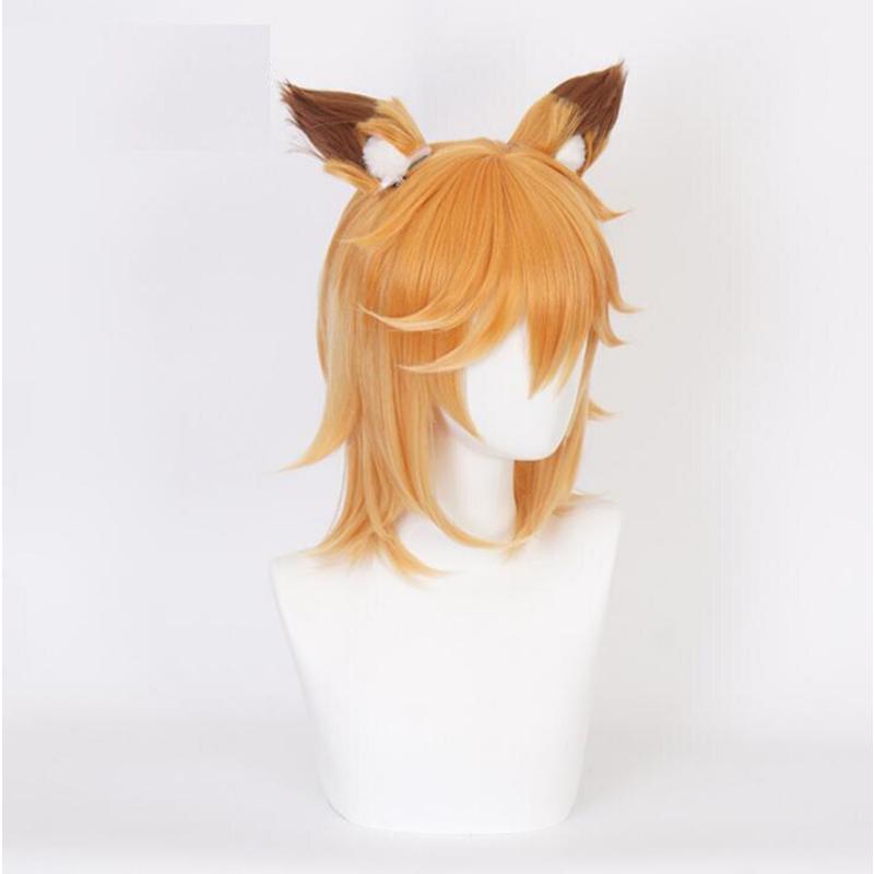 Аниме Sewayaki Kitsune no Sko-san Seno парики Косплей Костюм Хэллоуин вечерние Лолита градиент короткие волосы парик с ушками