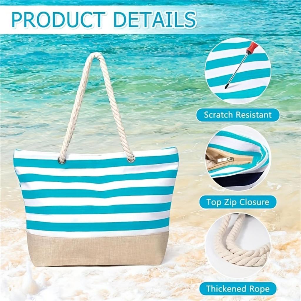 Повседневная полосатая холщовая сумка для женщин, большая вместительная наплечная сумка, хозяйственная сумка для покупок, студенческий рюкзак для школы, путешествий, пляжа