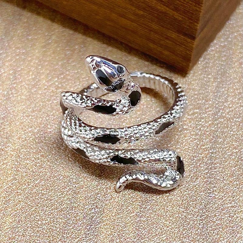 Halloween Punk Serpentine Zir*****Pen Ring Spirit Snake Series Personality Niche Hip Hop Ring Girl