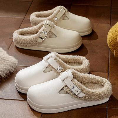Зимние водонепроницаемые клоги-тапочки женские легкие теплые на меху Birken Shoes женские уличные комнатные нескользящие хлопковые тапочки 2025