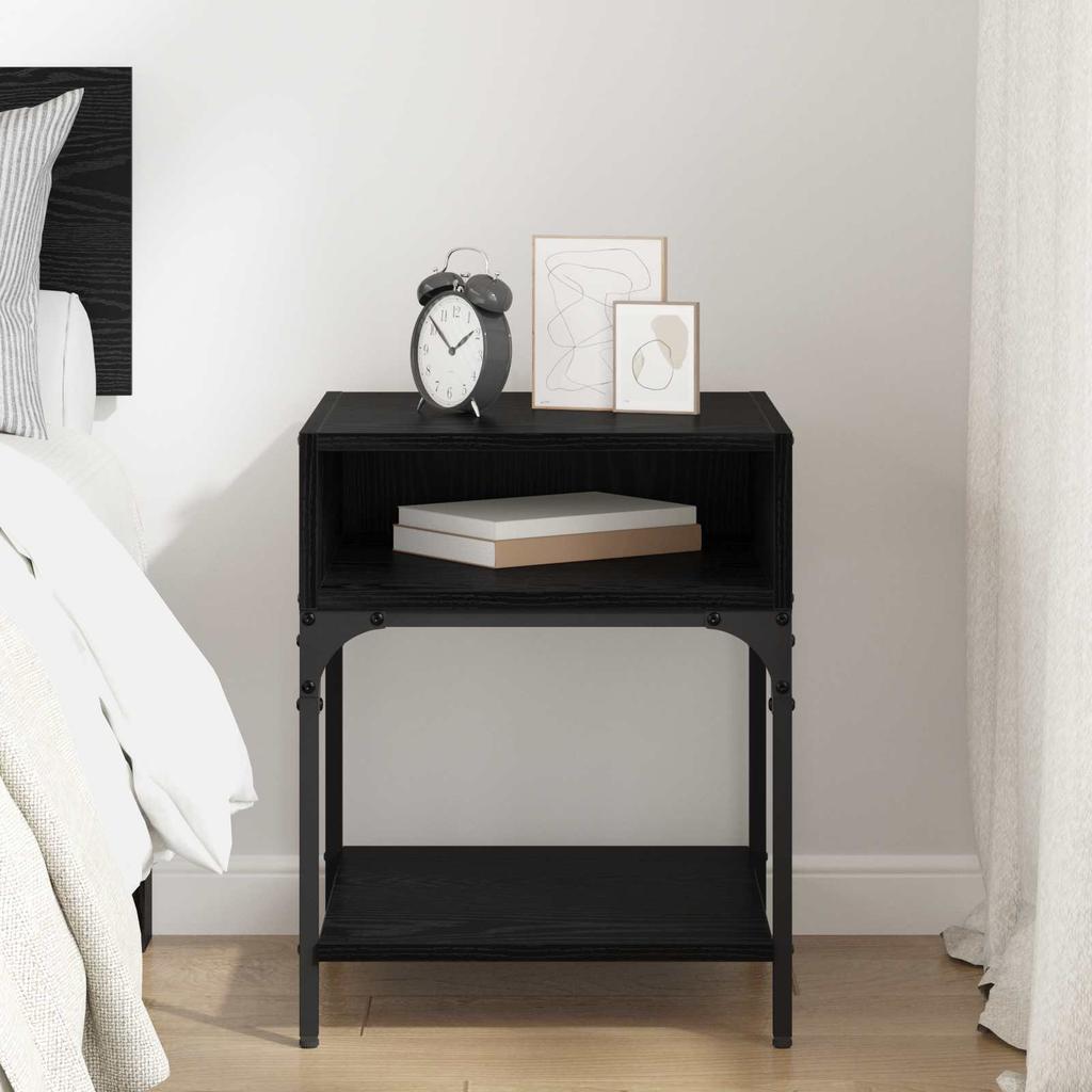 Nightstand Black Oak Look 40 x 40 x 50 cm Engineered Wood