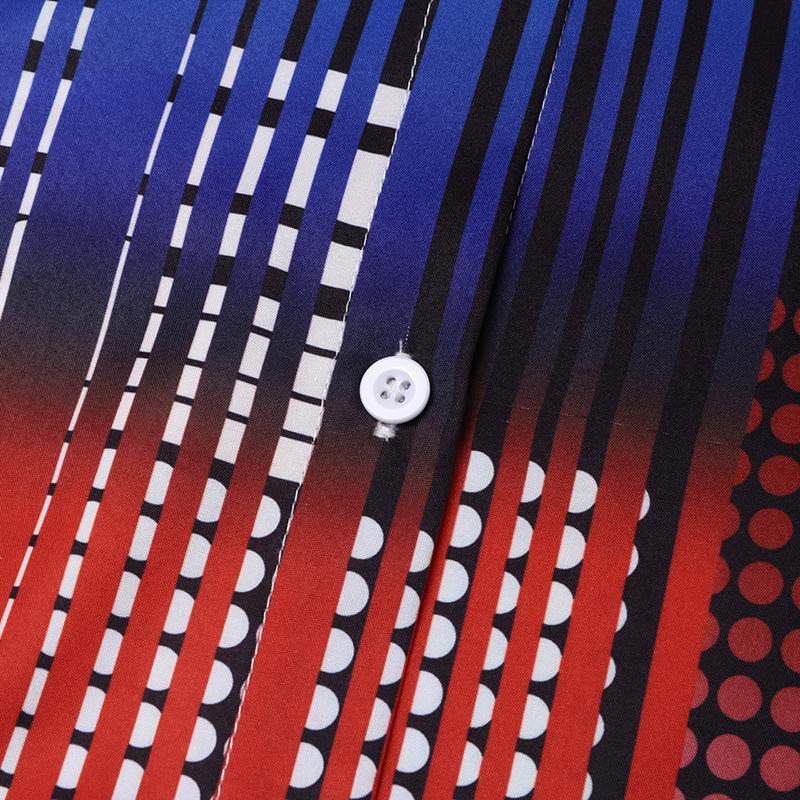 Women's Plus Size Shirt Collar Puff Long Sleeve Printed Loose Dress