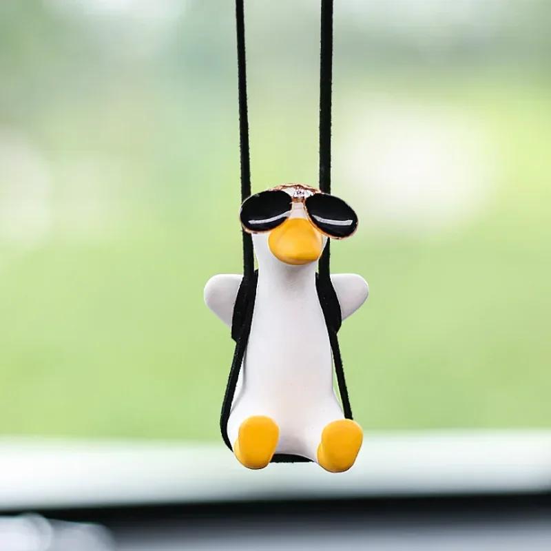 Cute Car Interior Duck Anime Decoration Gypsum Auto Rearview Mirror Pendant for Swing Car Decoration Accessories Dropship
