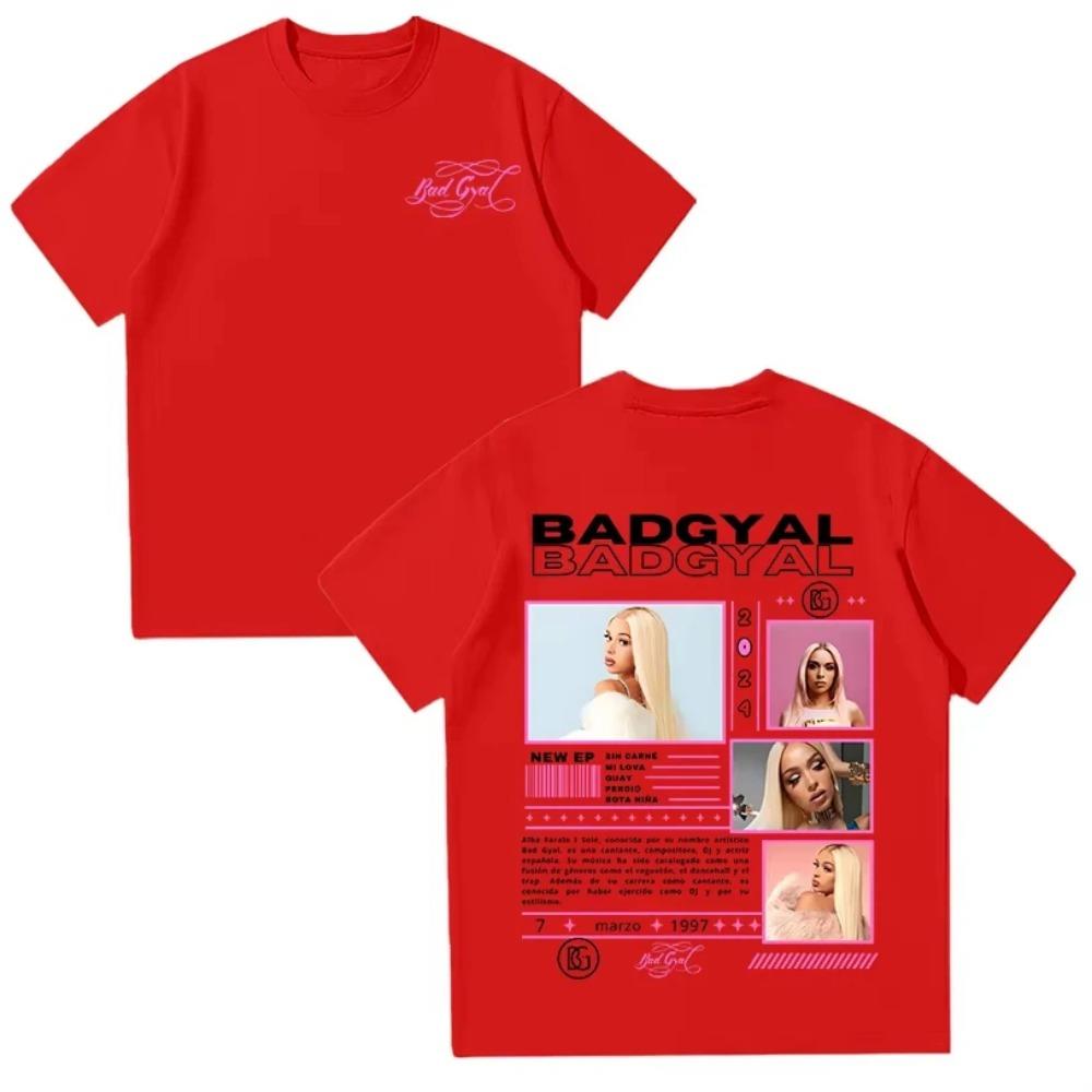 Футболки Bad Gyal Рэпер Bad Gyal Женская футболка Хлопок Высокого качества Женская одежда Поп Мужские футболки Повседневная Y2K Уличная одежда