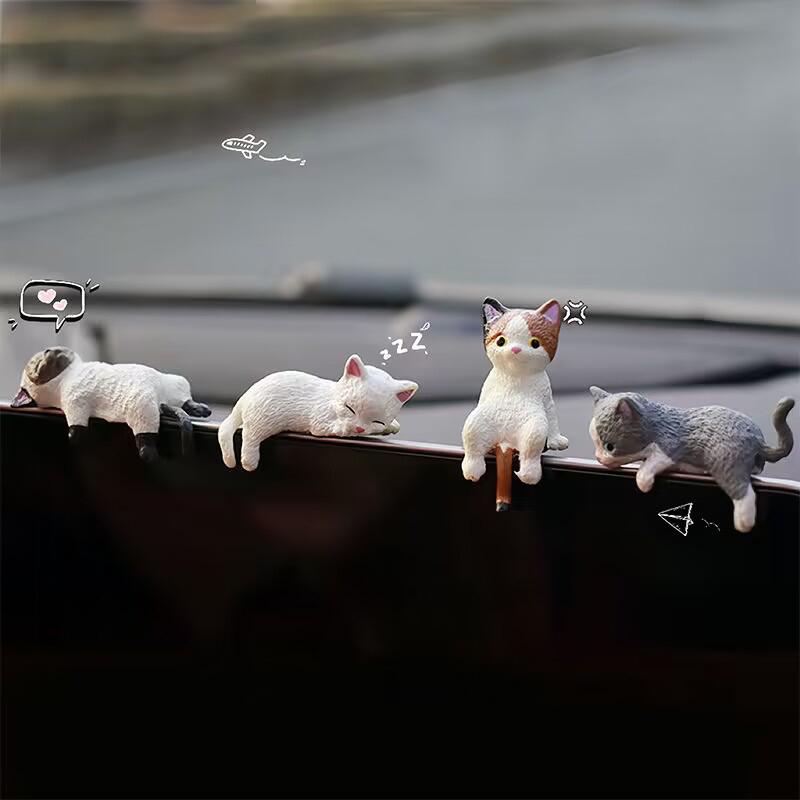 Kawaii Украшение для салона автомобиля Смола Кошки Орнамент Фигурки котят Миниатюрные животные Микро Ландшафт Модель Милые автомобильные аксессуары