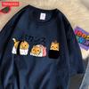 Fashion Cotton Women T-Shirts Japanese Cute Cat Sushi Printing Short Sleeve Oversize O-Neck Soft Summer Casual Female Clothes