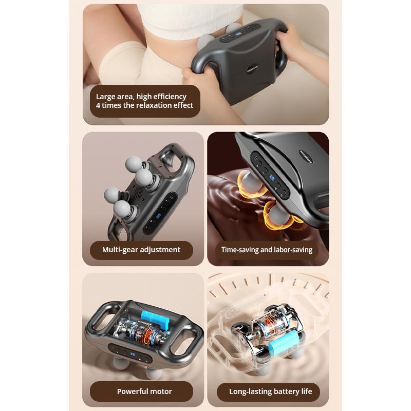 Беспроводной удобный массажный пистолет с 4 головками, массажный инструмент для шеи, шейного отдела позвоночника, массажное оборудование для релаксации мышц