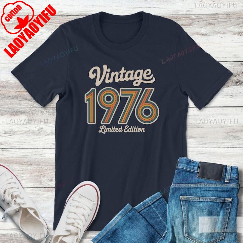Retro 1976 50th Birthday Gift For Unisexs Best Friend Bday 70s Vintage Shirt Unisex Allmatch Casual Style Printed Tshirt Tops