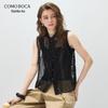 Женский sleeveless жилет из шелка тутового дерева с вышивкой