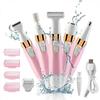 Women Bikini Trimmer, 5 In 1 Woman Electric Shaver, Rechargeable Epilator Lady Hair Painless Shaver For Bikini Area /nose/ Armpit/eyebrow/facialpink