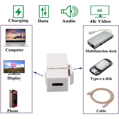 USB 3.1 Type C Удлинительный Коннектор Поддержка Зарядки Синхронизации Данных Keystone Jack для Настенной Панели Розетки