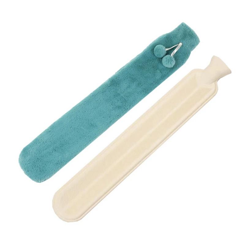 Длинная кровать для бутылки с горячей водой, теплая поясная спинка, грелка с очень мягким плюшевым материалом, чехол 2л, чистый натуральный каучук