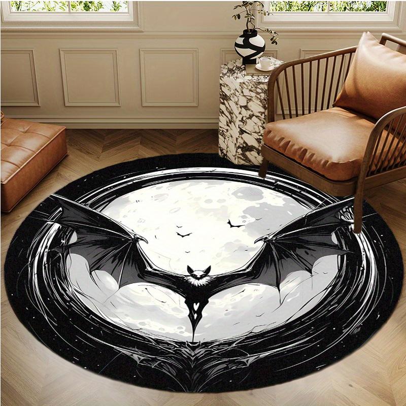 Nautical Blue Compass Pattern Print Round Area Rug for Living Room, Kitchen and Home Decor
