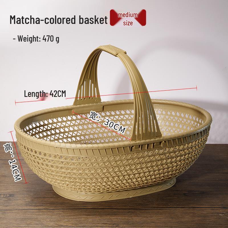 Imitation Bamboo Plastic Fruit & Vegetable Basket - Handheld Outdoor Pickers & Egg Carrier