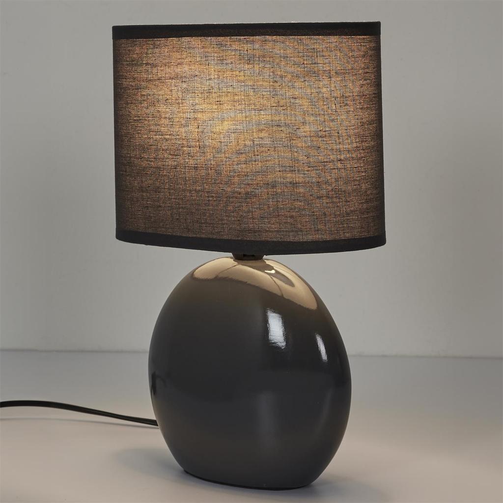 Oval Graphite Ceramic Table Lamp With Shade