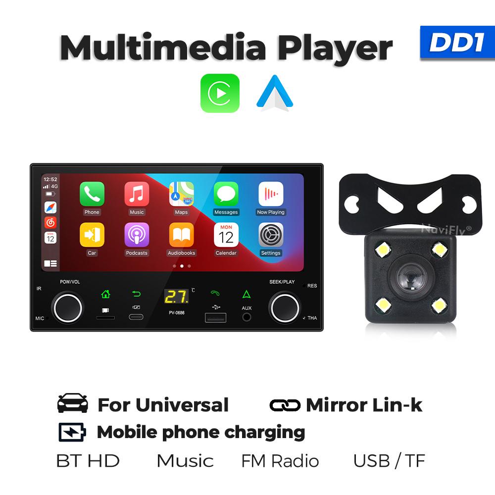 NaviFly для универсального 6,86-дюймового сенсорного экрана HD CarPlay Auto 2 Din автомобильный мультимедийный видеоплеер с поддержкой зарядки мобильного телефона GPS BT