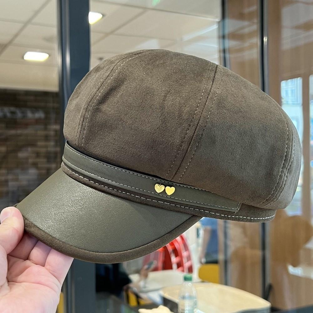 Spliced Women's Octagonal Newsboy Cap Love Baker Boy Hat New Beanie Hat Fall Winter Wear