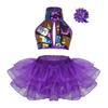 Kids Girls Sequins Ballet Tutu Dress Set Halter Ballroom Lyrical Jazz Dance Costumes Stage Performance Dancing Skirt Outfit