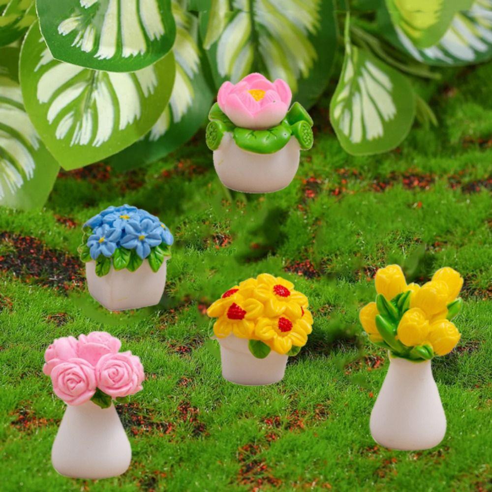 Artificial Mini Flower Potted Resin Resin Flower Model Simulation Potted Plants  For Home Desk