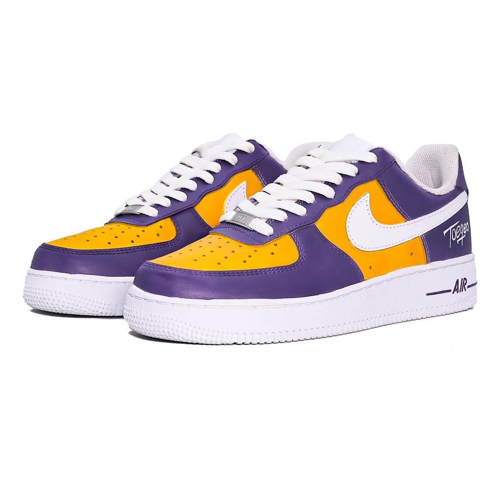 Nike Nike Air Force 1 Низкие, износостойкие, для скейтбординга, мужские, фиолетово-желтые CW2288-111(Команда631- СУМКА)