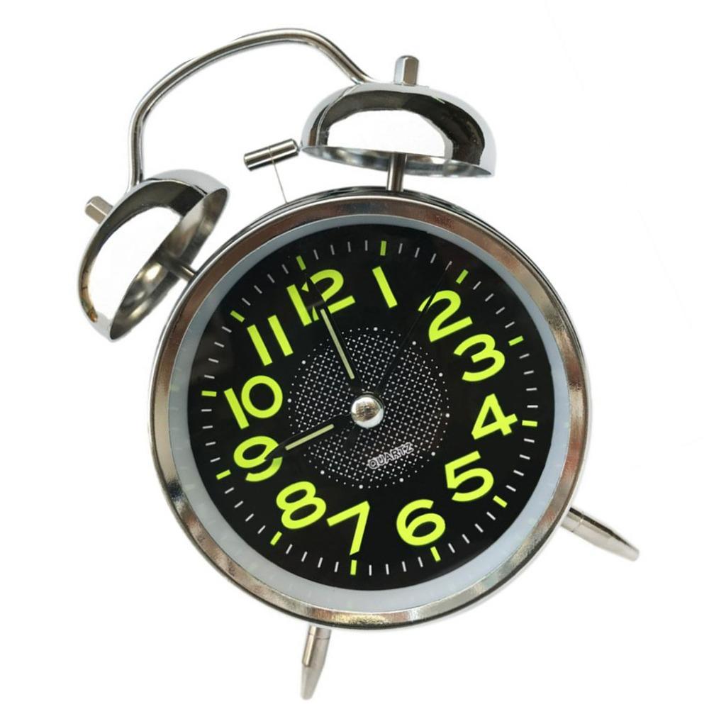 4 Inch Dial Luminous Alarm Clock Silver Silent Alarm Clock Twin Bell Alarm Clock For Bedrooms