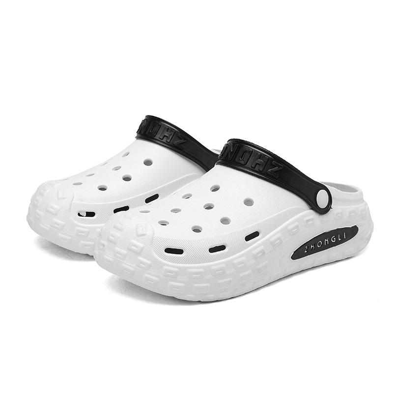 Туфли с дырочками мужские и женские трендовые пляжные туфли летние удобные туфли шлепанцы мужские с закрытым носком на платформе сандалии