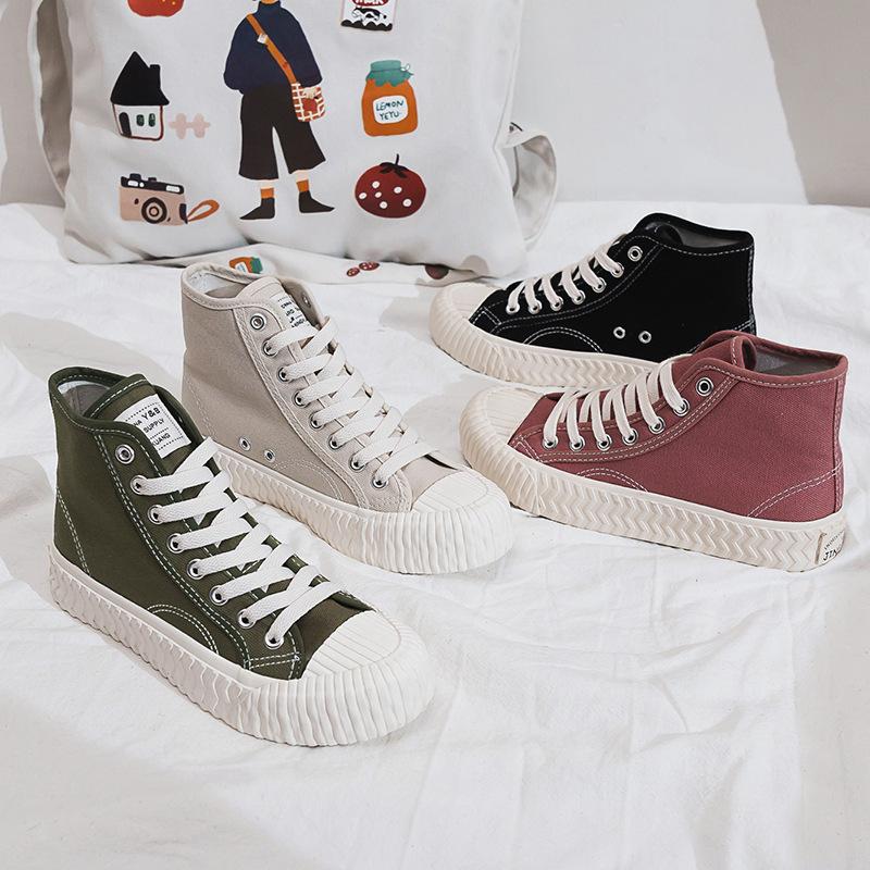 Весенние новые высокие парусиновые туфли Schoolgirl Biscuits 1970Sins Trend Board Shoes Internet Celebrity Hong Kong Style Sneakers
