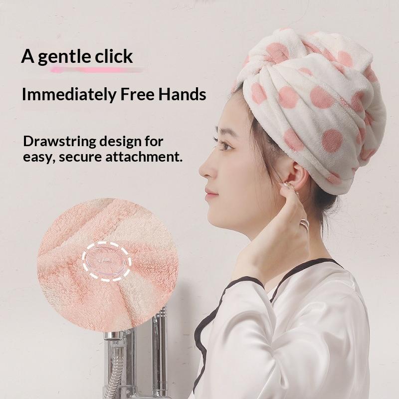 Women's Water Absorbent Quick-Drying Thickened No Shedding Hair Drying Cap Towel Headscarf