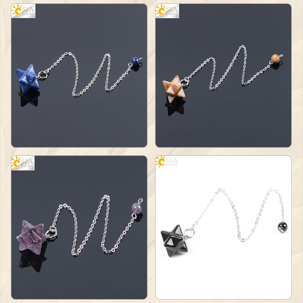 Crystal Quartz Merkabah Pendulums Merkaba Star Necklaces Pendant  Dowsing Healing Charm