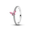 Heart-shaped Butterfly Flower Ring, Suitable for European Women's Exquisite Charm Jewelry Gifts