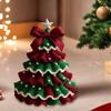 Handmade Crochet Christmas Tree DIY Xmas Tree Crochet Craft Starter Set with Bow And Faux Pearl Beginners Knitting Holiday Decoration