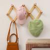 Expandable Wooden Coat Rack Wall Mount Hanger with Pegs for Hats and Mugs Space Saving Baseball Caps Organizer