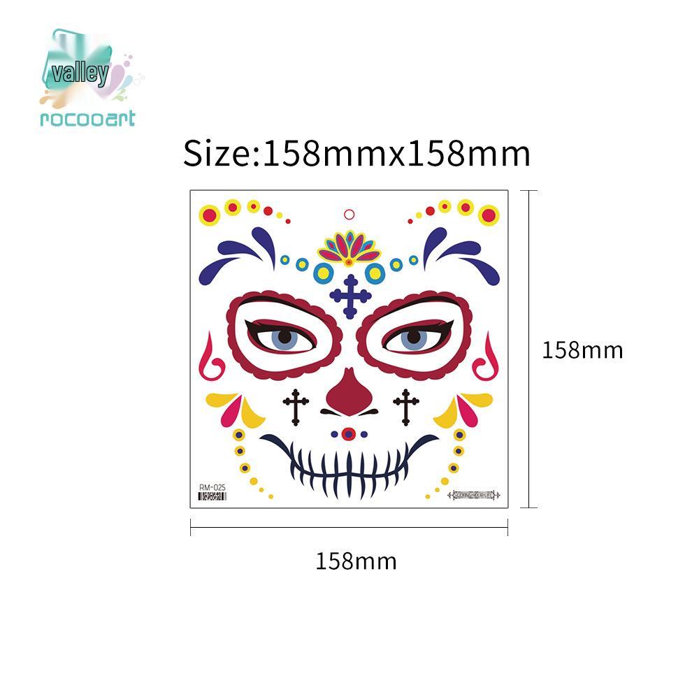 Cross-Border Halloween & Day of the Dead Face Tattoo Stickers - Floral Party Makeup Stickers