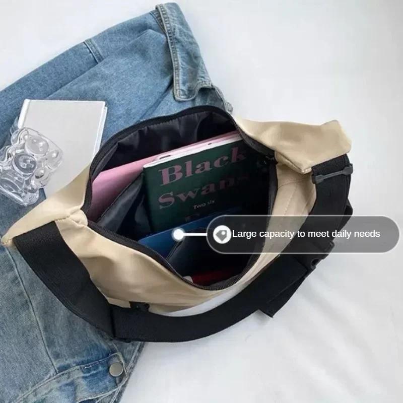 Нейлоновые сумки-хобо через плечо, однотонные повседневные сумки на молнии, женские сумки 2025, модные, вместительные, однотонные, сумки-тоут на одно плечо