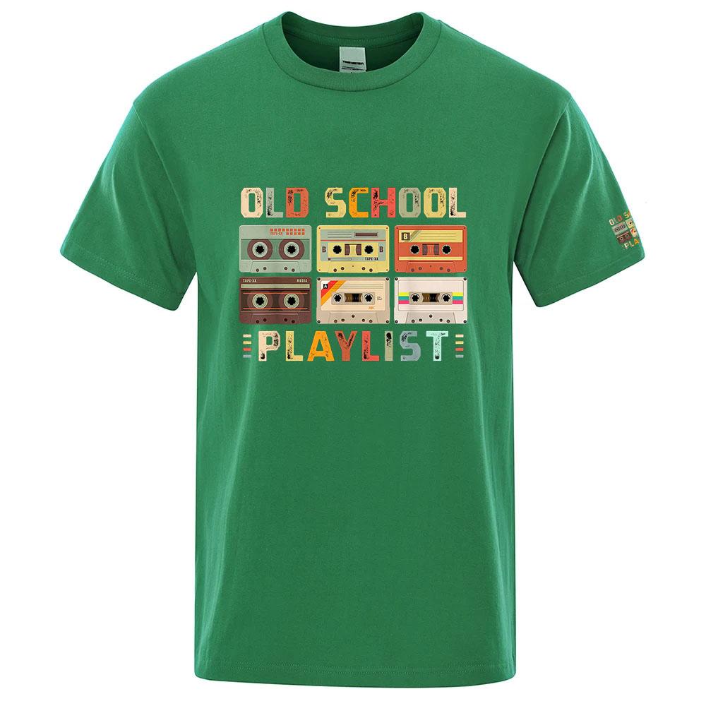 Cassette Tape Music 80s Retro Old School Playlist High Quality Understated Luxury Clothing Slim Fit Unisexs Casual Tshirt