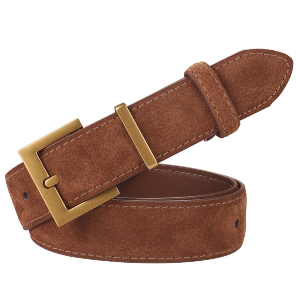 Модный замшевый кожаный ремень Повседневный ремень с пряжкой-штифтом Ретро матовый ремень из коровьей кожи Подарки