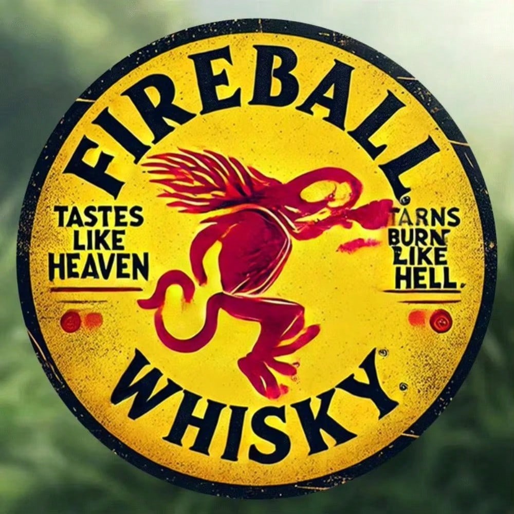 Винтажная металлическая жестяная вывеска Whiskey Fireball Декор для настенного искусства