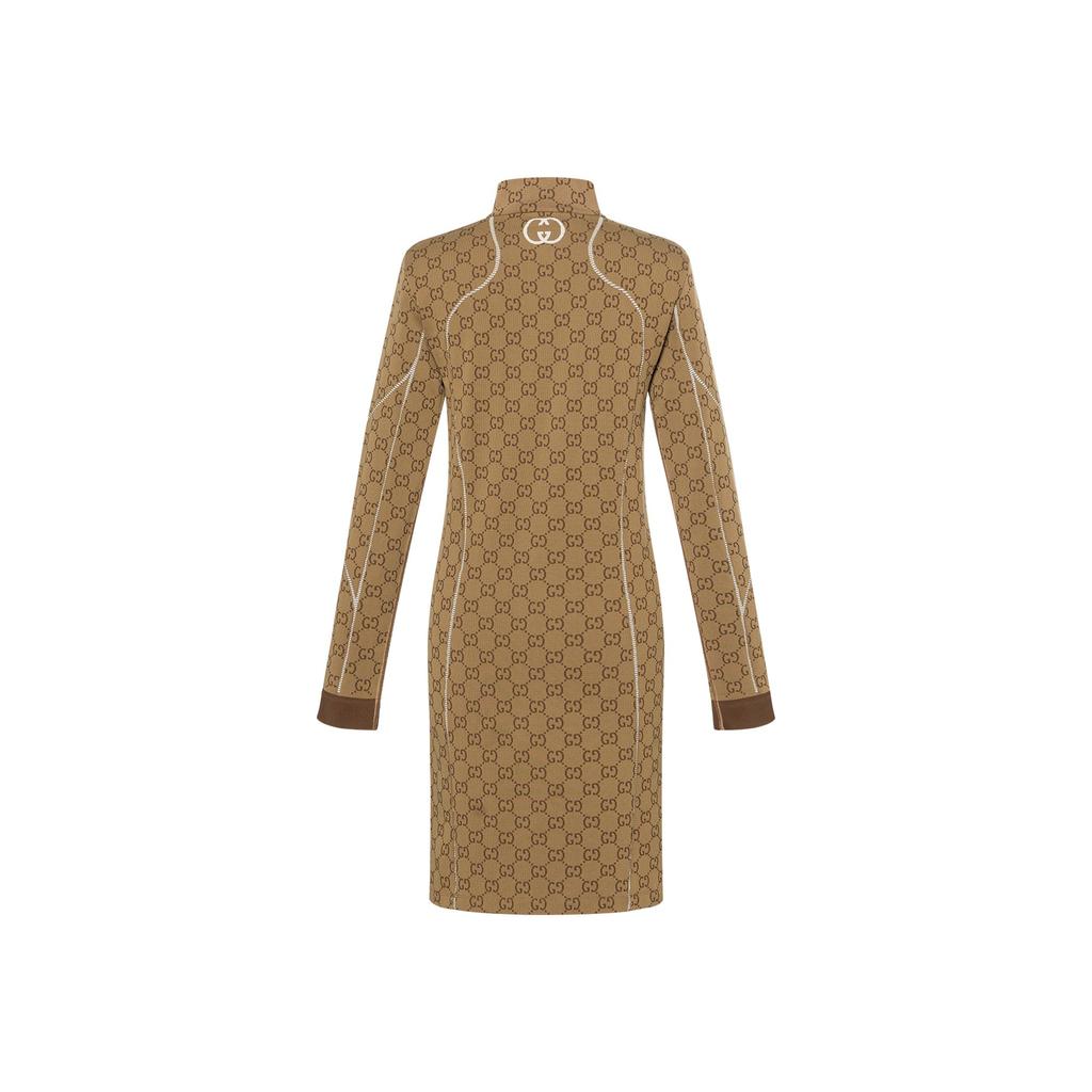 Gucci Платье-жакет с жаккардовым узором GG 'Бежевый/Эбоновый' 715525-XJETY-9742
