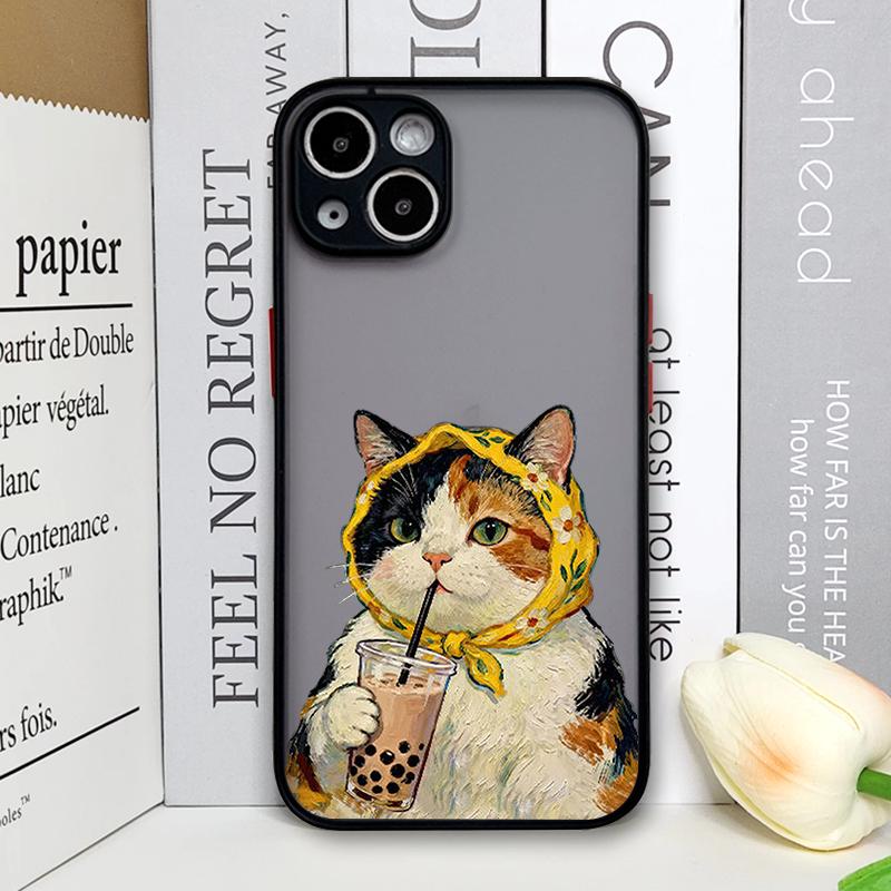 Креативный чехол для телефона с принтом мультяшной пары кошек для iPhone 17 16 Pro Max 15 14 13 12 11 XS MAX X XR 7 8 14 Plus Жесткий чехол