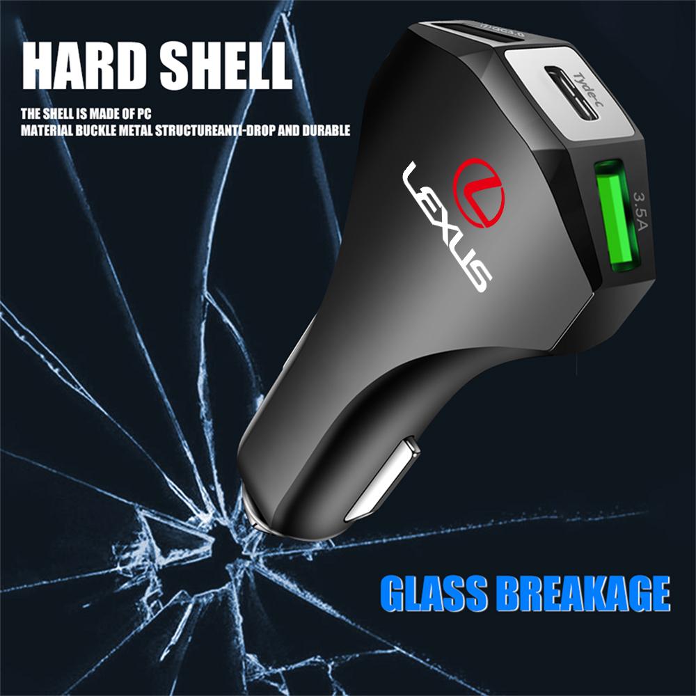 Car Charger Adapter Dual USB Type C Ports Super Fast Charging Conversion Plug Phone Charging For Lexus ES RX LS IS NX valve cap wzdf76