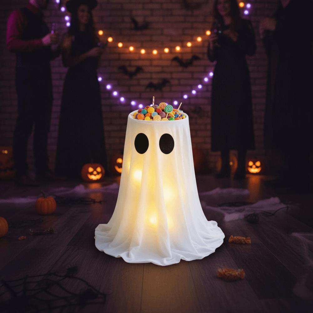 Height-adjustable Ghost Candy Bowl Standing Halloween Ornament Outdoor