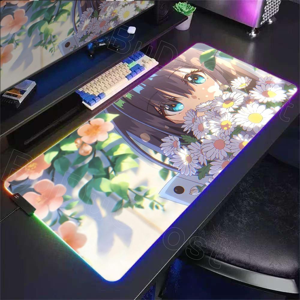 RGB LED Arknights Игровой Коврик для Мыши Большой Индивидуальный для Дома Новый Коврик для Мыши XXL Настольные Коврики Мягкая Натуральная Резина Коврик для Компьютерного Стола