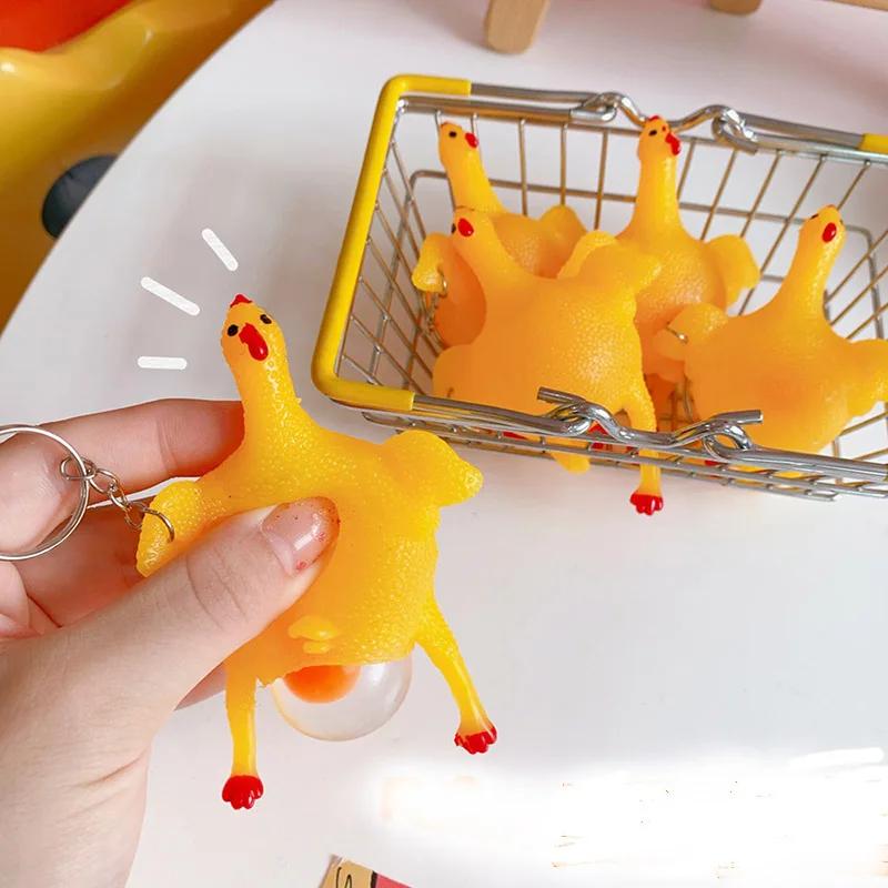 Забавная моти сквиши игрушка Яйцо курицы игрушки для снятия стресса Брелок Креативные Забавные Поддельные Хитроумные Гаджеты Игрушка Курица Брелок