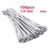 100Pcs Width 7.9mm Ties Multi-Purpose Locking Cable Metal Zip Ties Stainless Steel Zip Tie Exhaust Wrap Coated Locking Cable