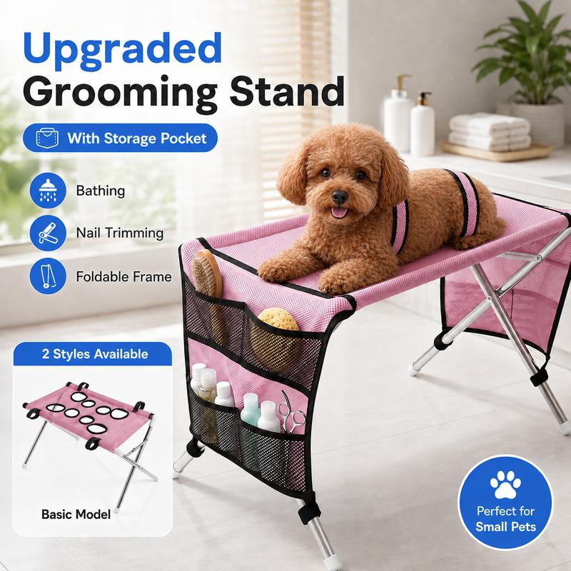Dog Grooming Table Pet Grooming Hammock Basic Upgraded Models Foldable Bathing Nail Trimming Stand for Small Dogs Cats Home