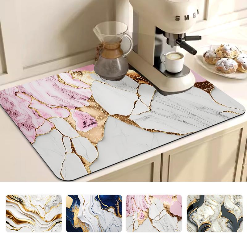 Подставка для сушки посуды Morden Kitchen, коврик для кофейной чашки с мраморным принтом, впитывающая подставка для кухни, защитная подставка для столешницы в ванной