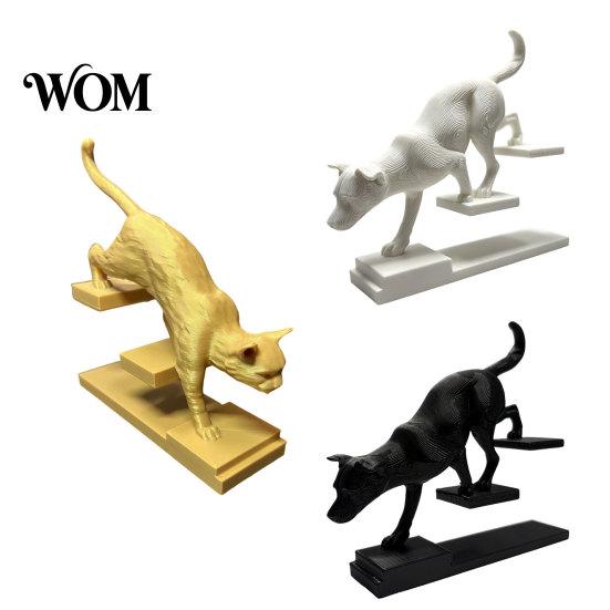 Artistic Tension Home Accent 3D Printed Cat Dog Figurine, Stair Animal Sculpture, Shape Figurine Cat/Dog Stepping Desktop Ornament Gift