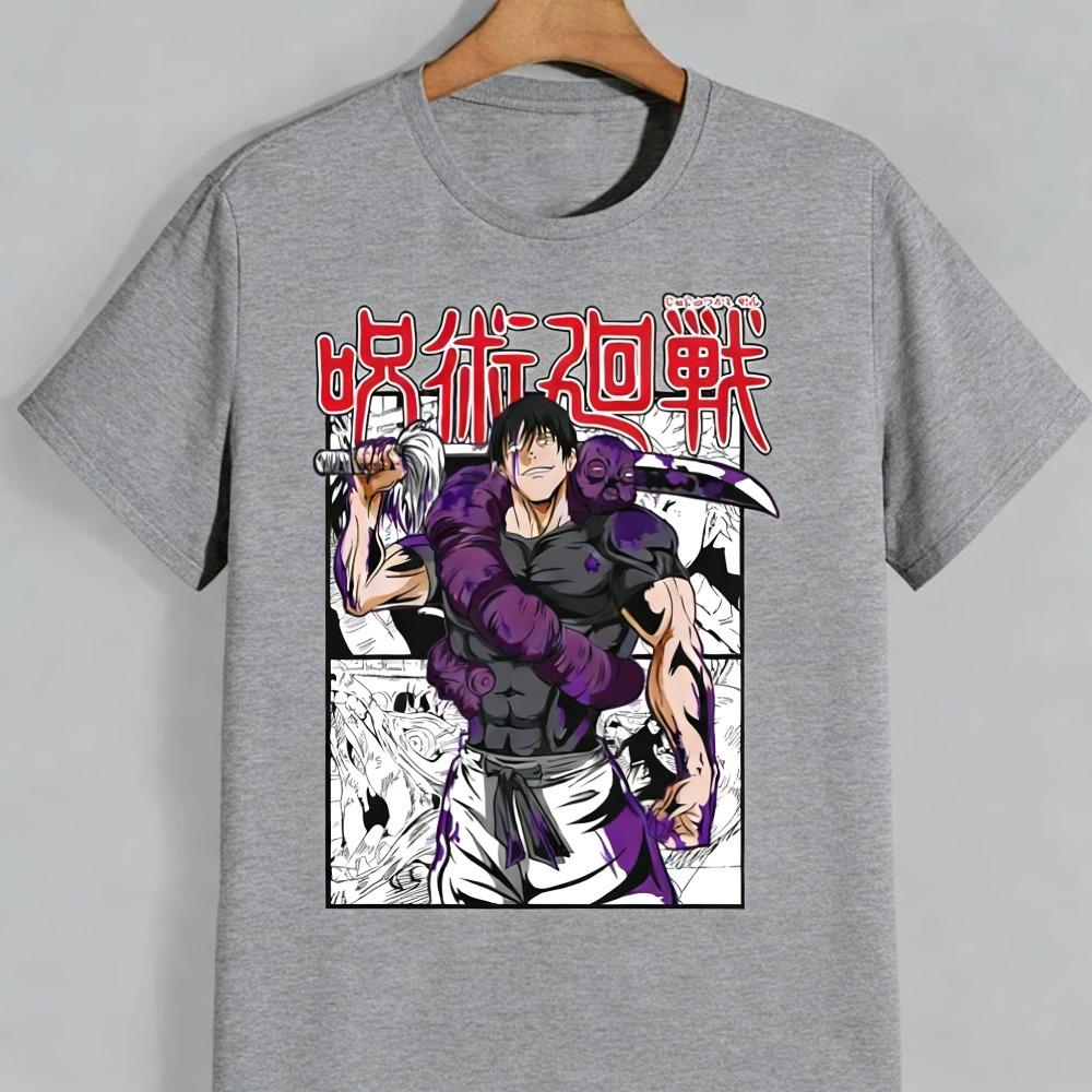 Футболка унисекс из чистого хлопка Jujutsu Kaisen Фушигуро Тодзи 2026 Лето Аниме Принт Круглый вырез Свободный Семейный Топ с коротким рукавом
