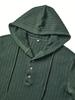 2025 Men's Solid Color Hooded Pullover: Autumn & Winter Casual Textured Fabric with Long Sleeves and Drawstring Buttons.
