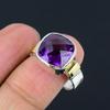 Двухцветный драгоценный камень с аметистом, твердое кольцо из стерлингового серебра 925 пробы, дизайнерское кольцо ручной работы с аметистом, подарок для женщин и девочек